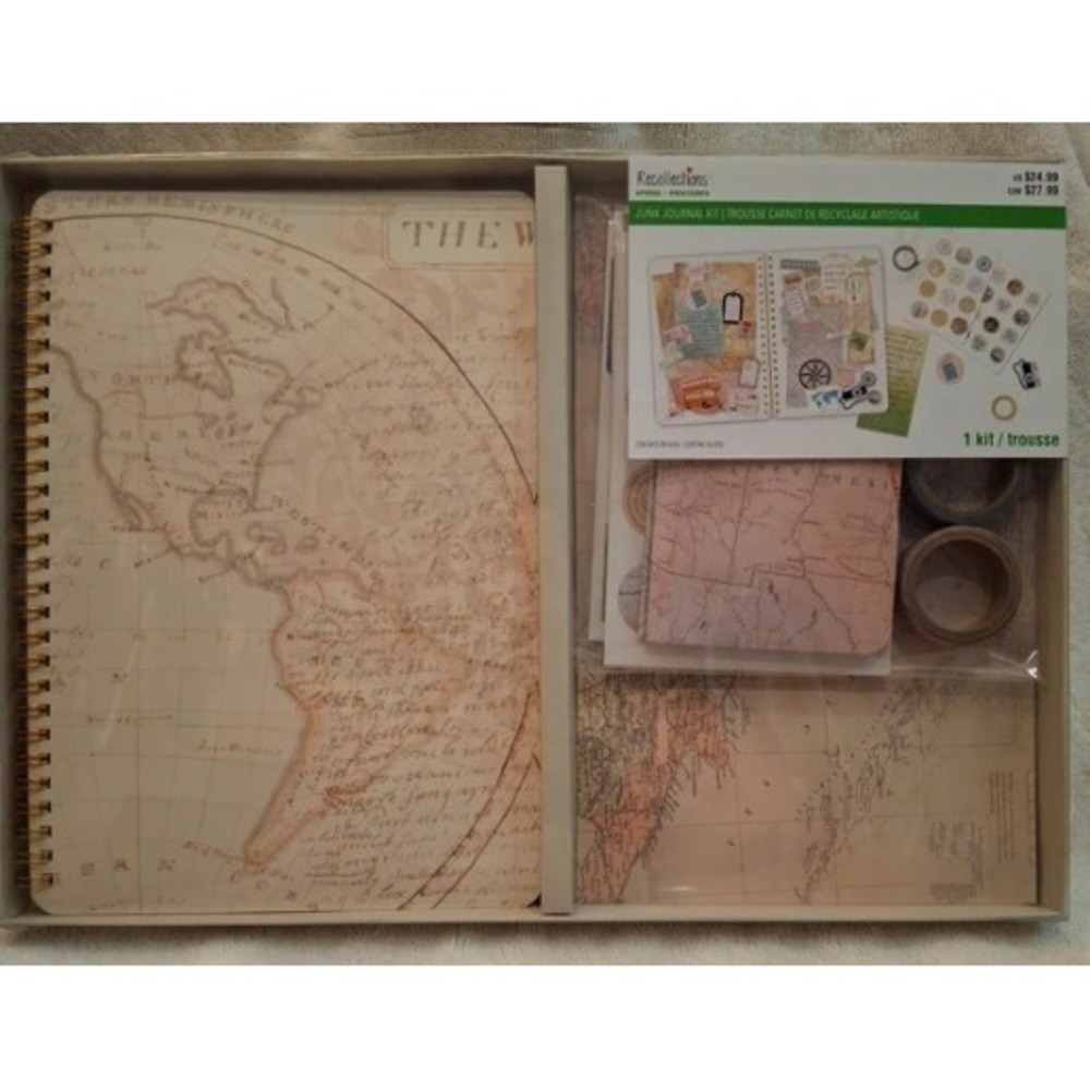 Junk Journal Kit Travel Theme Map Scrapbook Set New